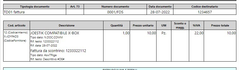 Vis fattura elettronica da scontrino