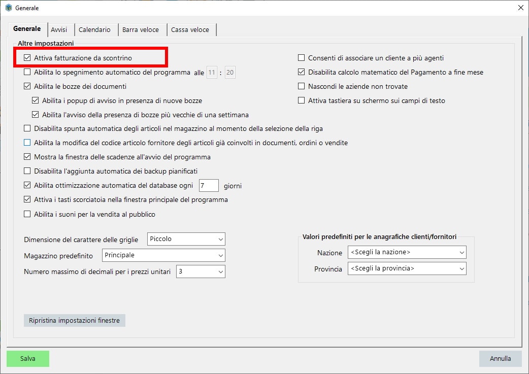 Attivazione fatturazione da scontrino