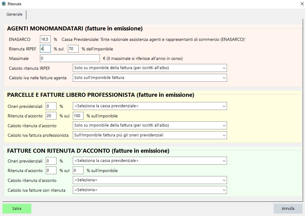 Fattura agenti - Con ENASARCO