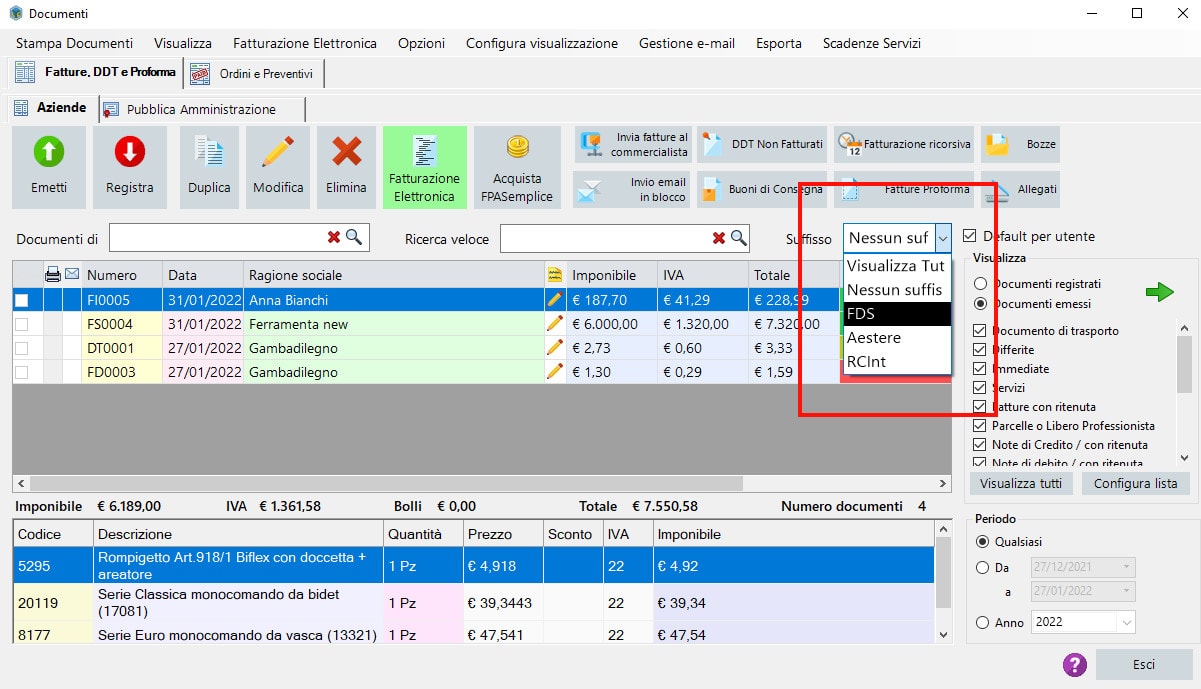 Numerazione parallela o separata nei documenti con i suffissi