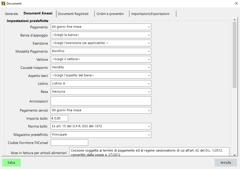 documenti emessi