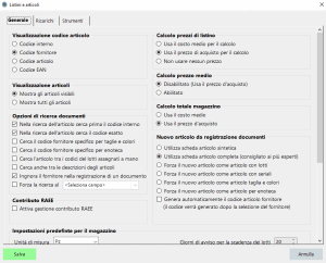 configurazione listini