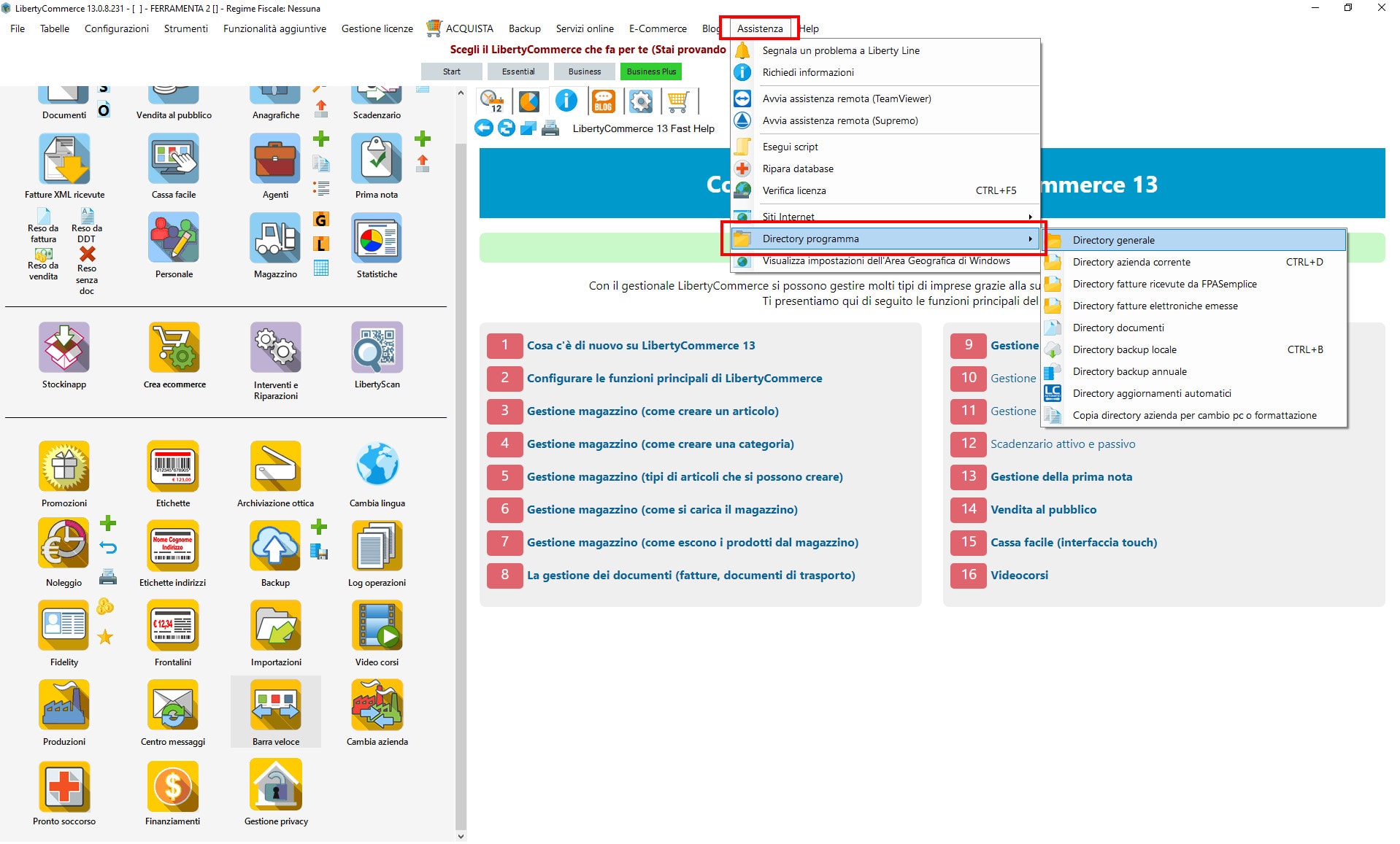 Accedere facilmente alla directory di LibertyCommerce