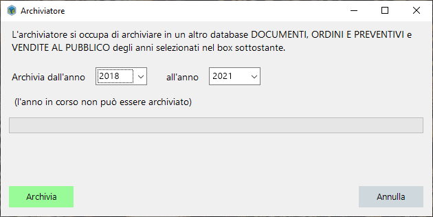 Archiviazione anni precedenti