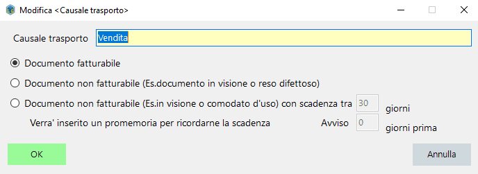 modifica causale di trasporto