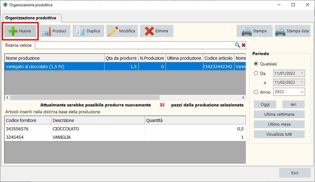 Produzione con LOTTI per creare prodotto finito