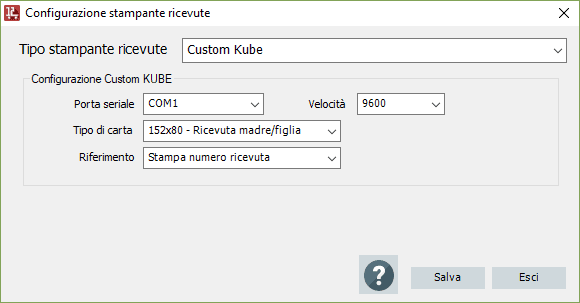 Configurare la stampante Custom KUBE II