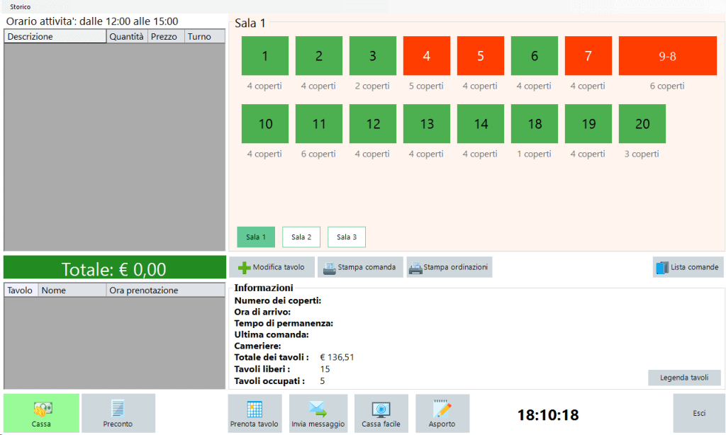 Gestione tavoli e comande