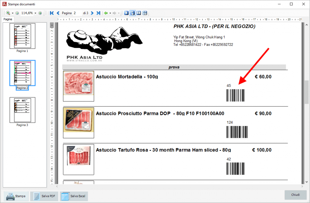 Stampa codici a barre su catalogo