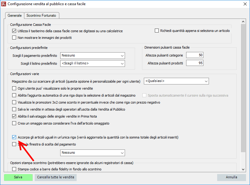 Accorpamento articoli