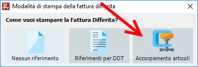 Accorpamento articoli stampa fattura differita