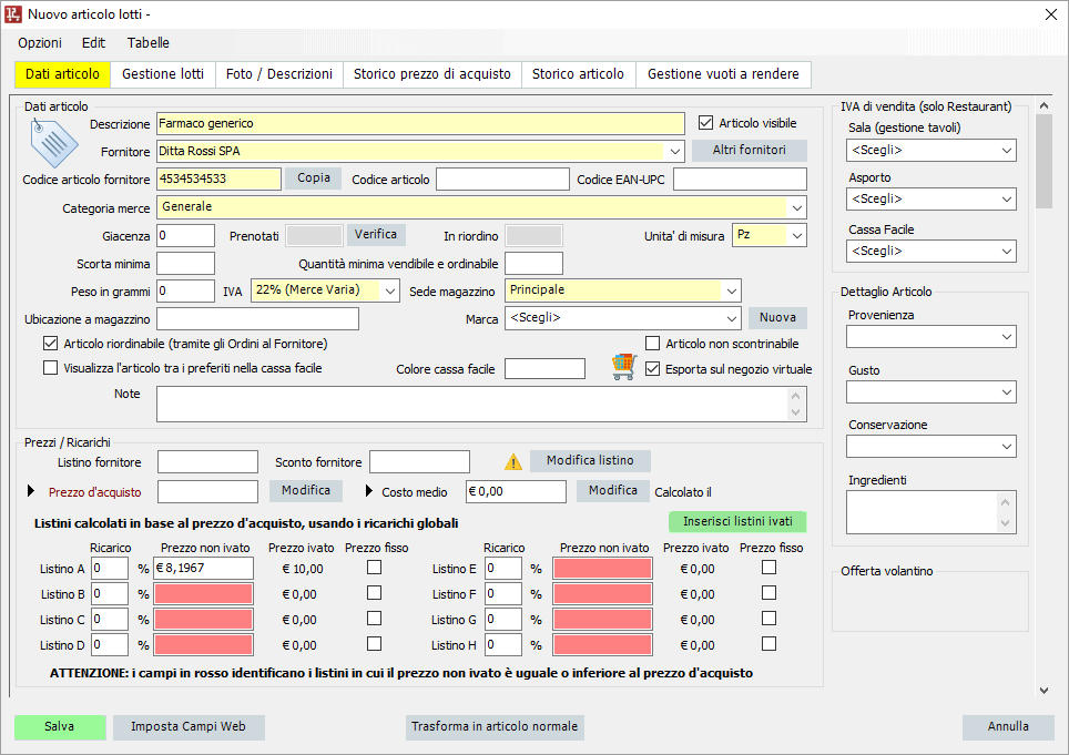 Software di gestione dei lotti Software gestione lotti
