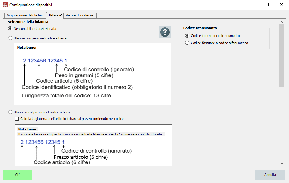 Settaggio bilance compatibili con LibertyCommerce