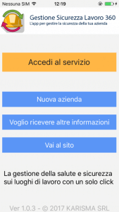 Schermata principale dell'app