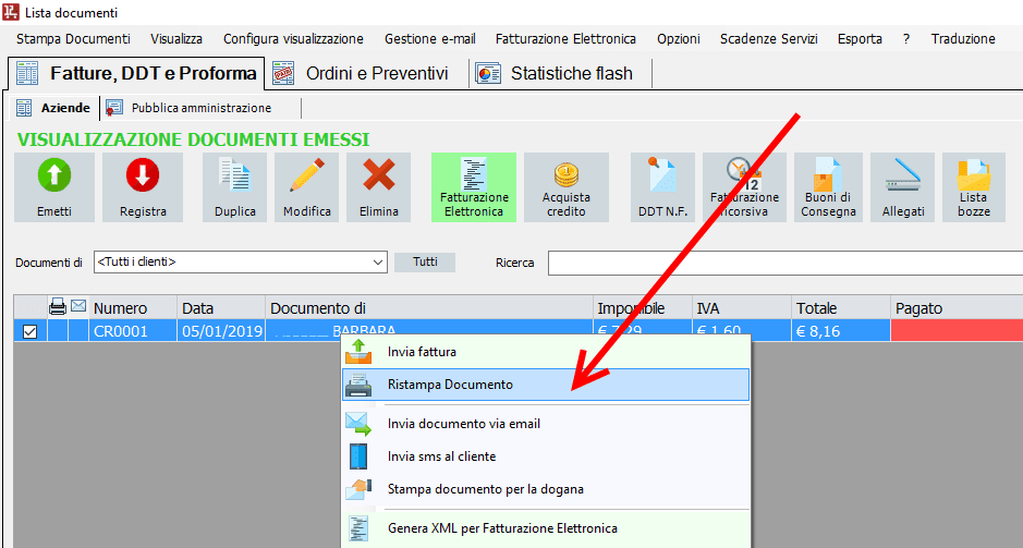 Ristampa fattura