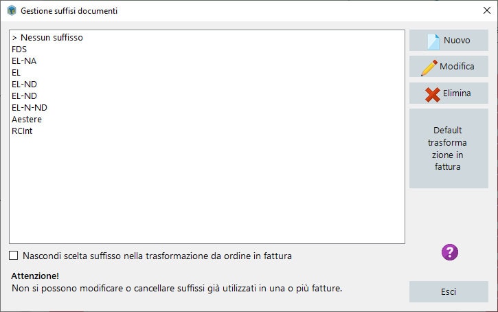 gestione suffissi