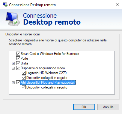 Connessione Desktop remoto