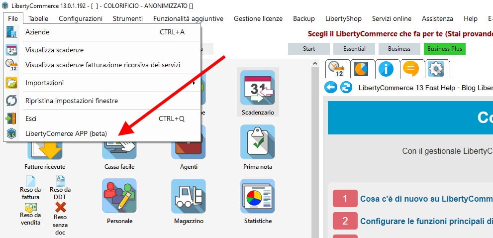 CRea profilo e configura cosa esportare