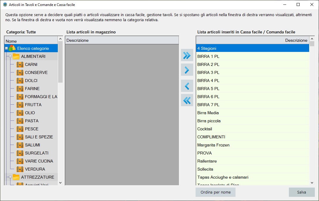 Configurazione cassa facile