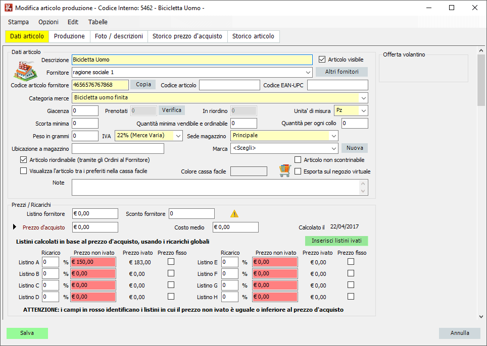 Software gestionale produzione
