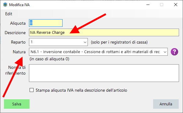 Modifica IVA