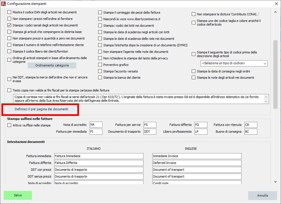 Testo privacy pie' di pagina