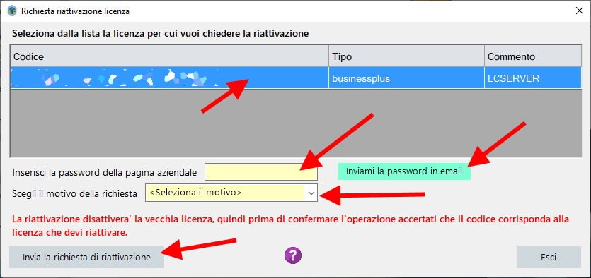 Richiesta di ariattivazione