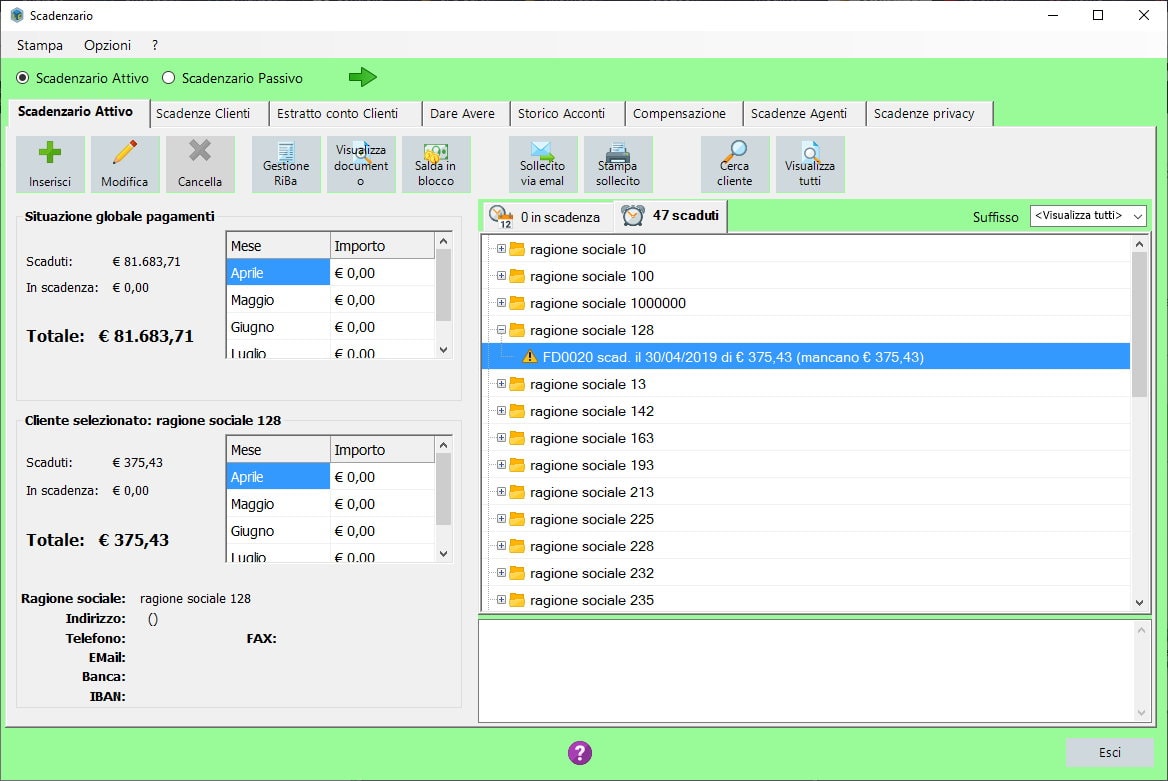 Software scadenzario pagamenti Scadenzario