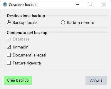 Backup non programmato