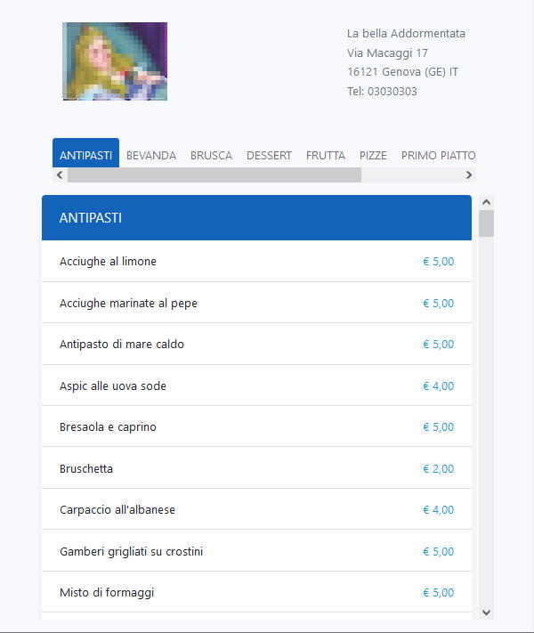 Menu digitale gratuito su Comanda Facile Plus