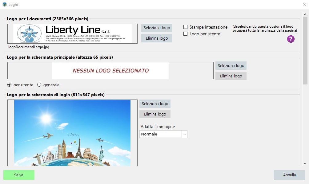 Configurazione loghi