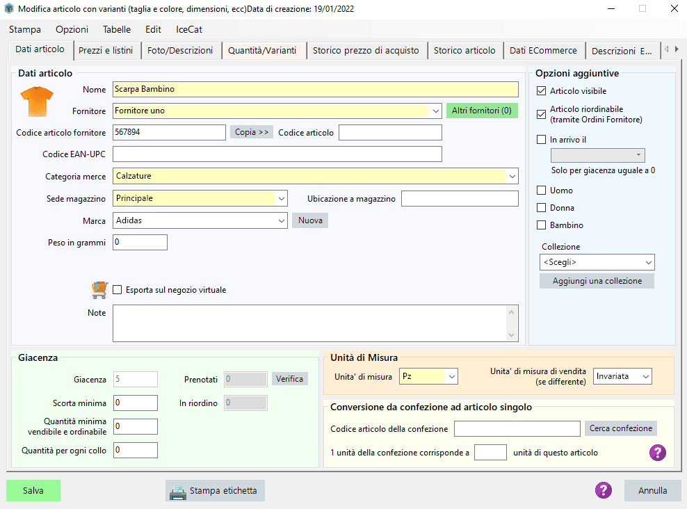 Software gestionale per negozi di calzature