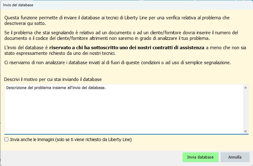 Inviare il database della nostra azienda per un controllo