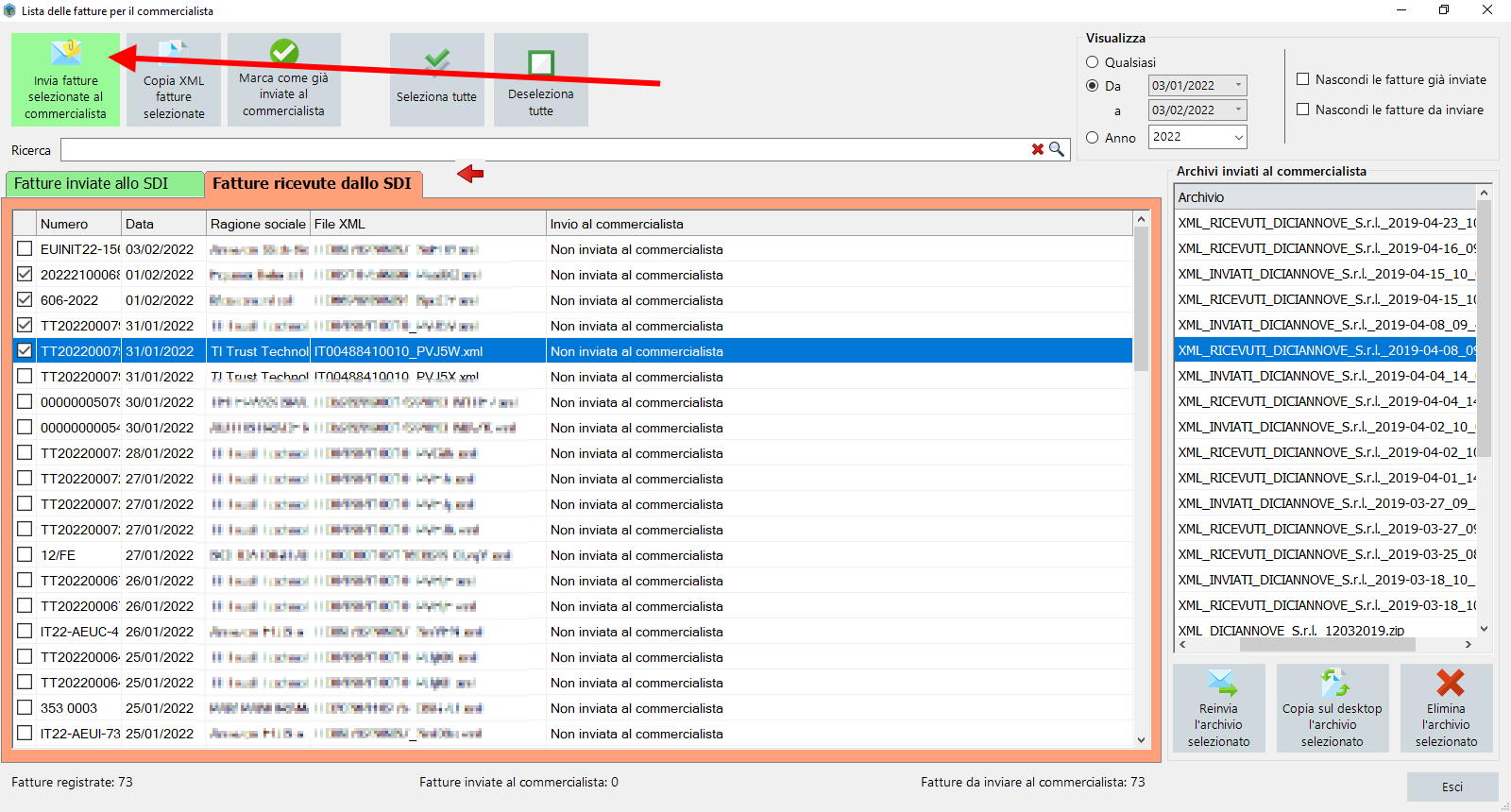 invio fatture al commercialista