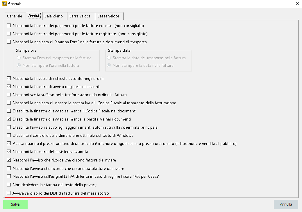 Avviso DDT da fatturare