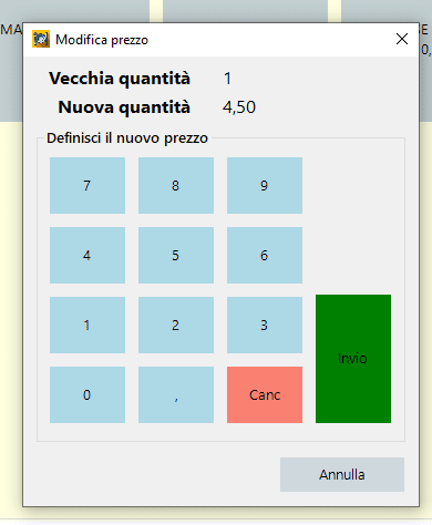 Creare un articolo per comanda facile con la vendita a peso