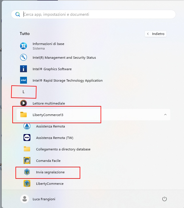 Come mandare una segnalazione Inviare segnalazione tramite il menu' start