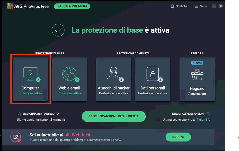 Aggiungere un’eccezione di cartelle sull’Antivirus Avg