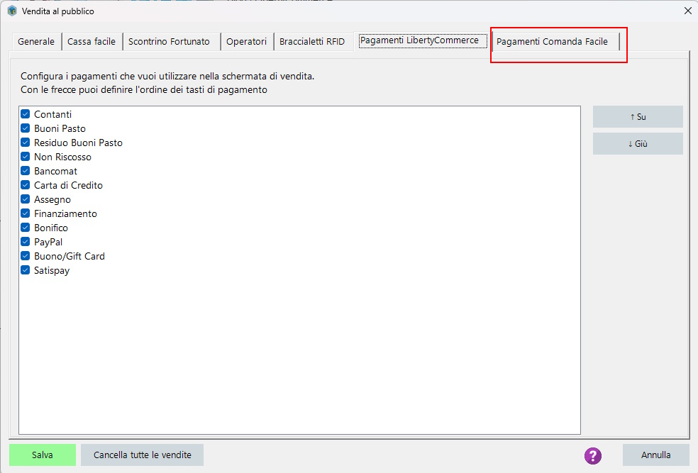 Configurazione Vendita al pubblico - generale Configurazione Vendita al pubblico LibertyCommerce