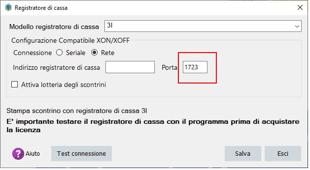 Configurazione registratore di cassa telematico 3Iecr