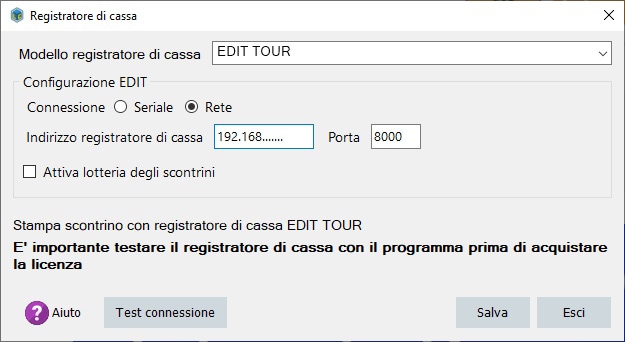 Configurazione registratore di cassa telematico EDIT