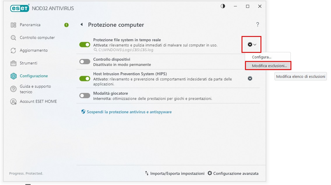 Aggiungere un’eccezione di cartelle sull’Antivirus Eset e VIDEO