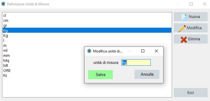 Unità di conversione durante la vendita e nella lista