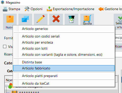 Produrre un articolo scaricando il magazzino