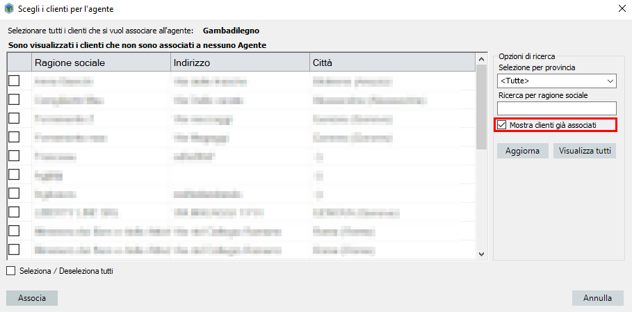 Configurare più agenti per un cliente