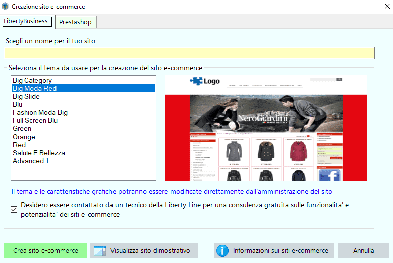 Come creare un e-commerce con LibertyBusiness