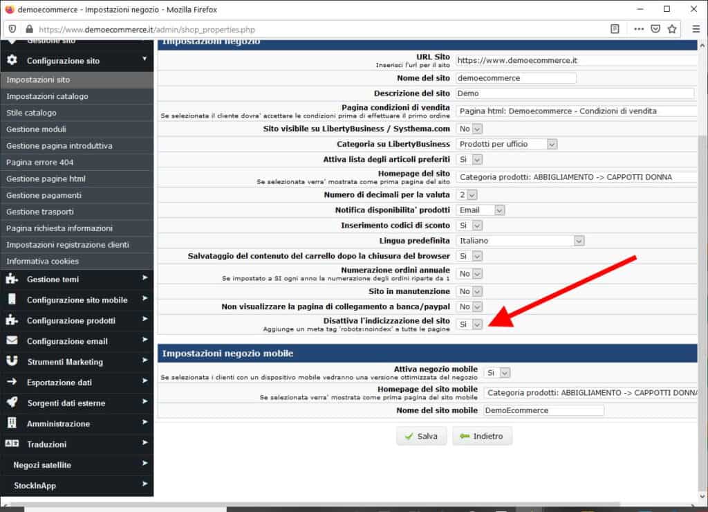 Come mettere l’e-commerce in NOINDEX