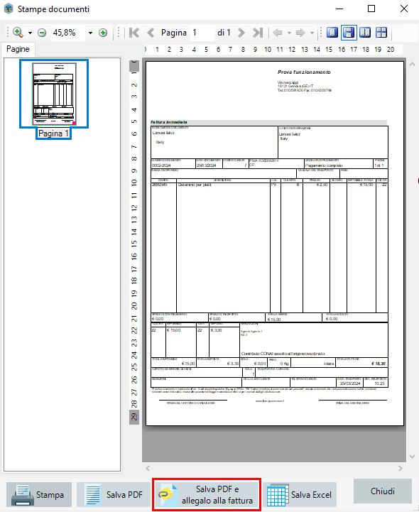 Allega PDF alla fattura