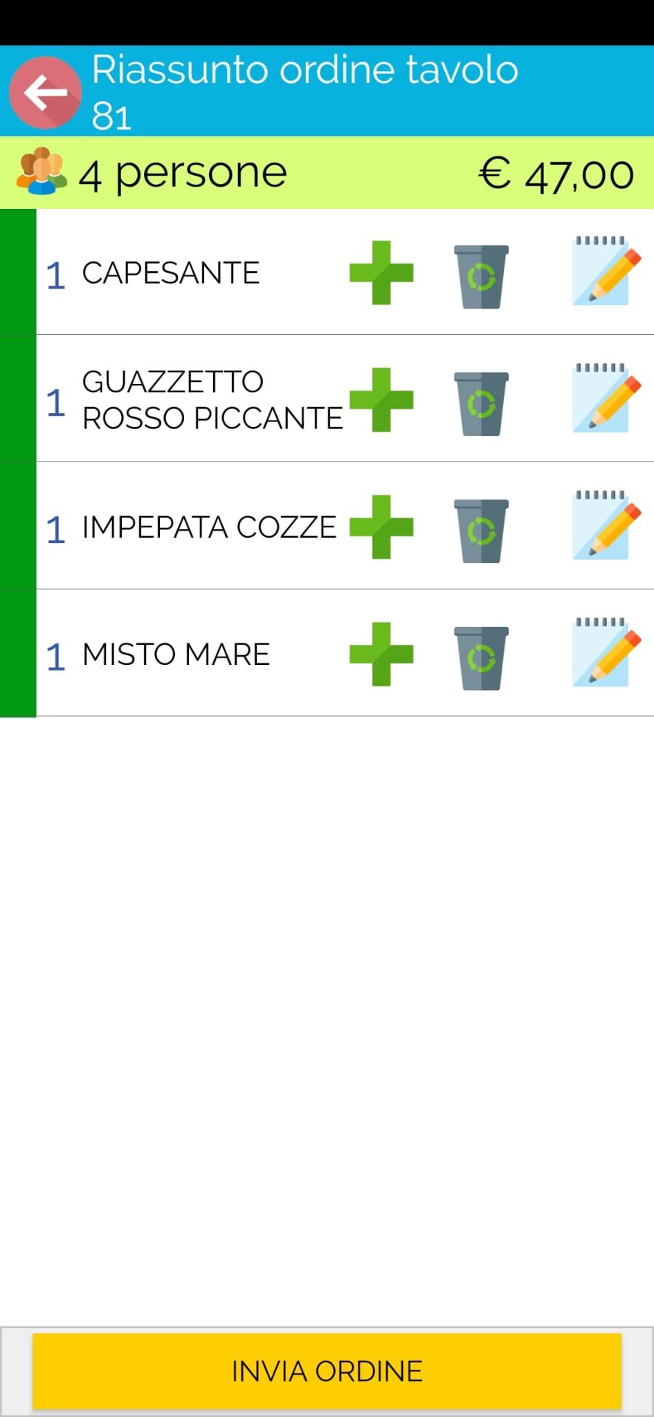 Comande dal tavolo con QR | Comanda Facile Tavolo Comanda Facile Tavolo QR, schermata dimostrativa 4