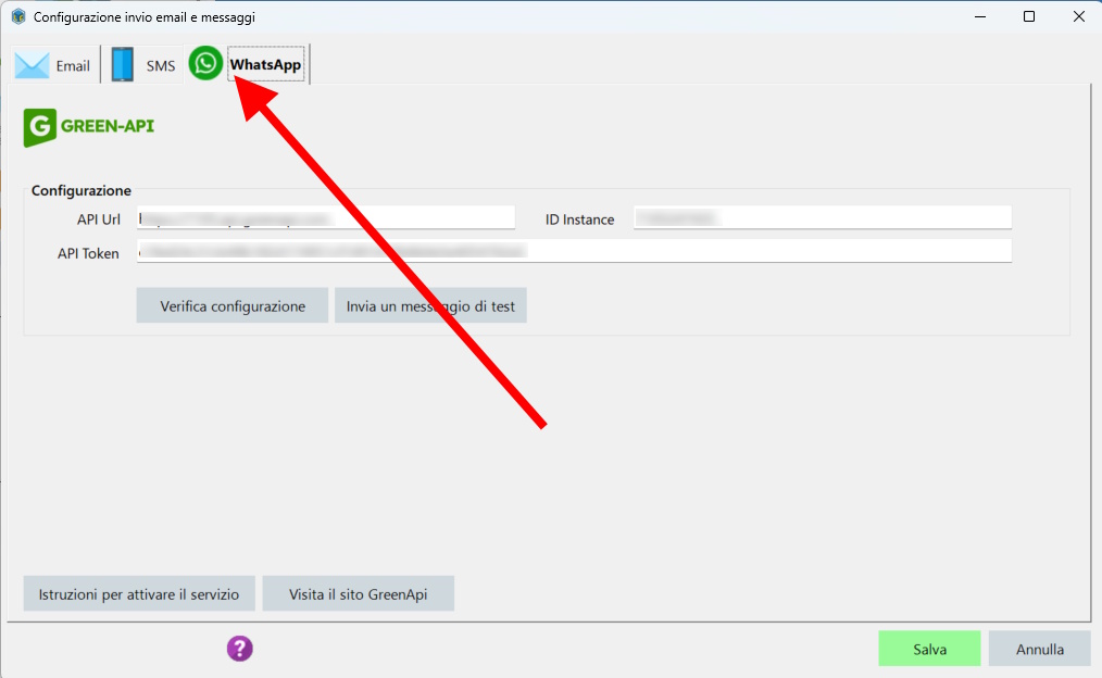 Configurazione WhatsApp Green-api su LibertyCommerce